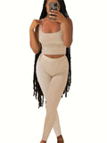 Ribbed Activewear Set for Women – Crop Tank & High-Rise Leggings