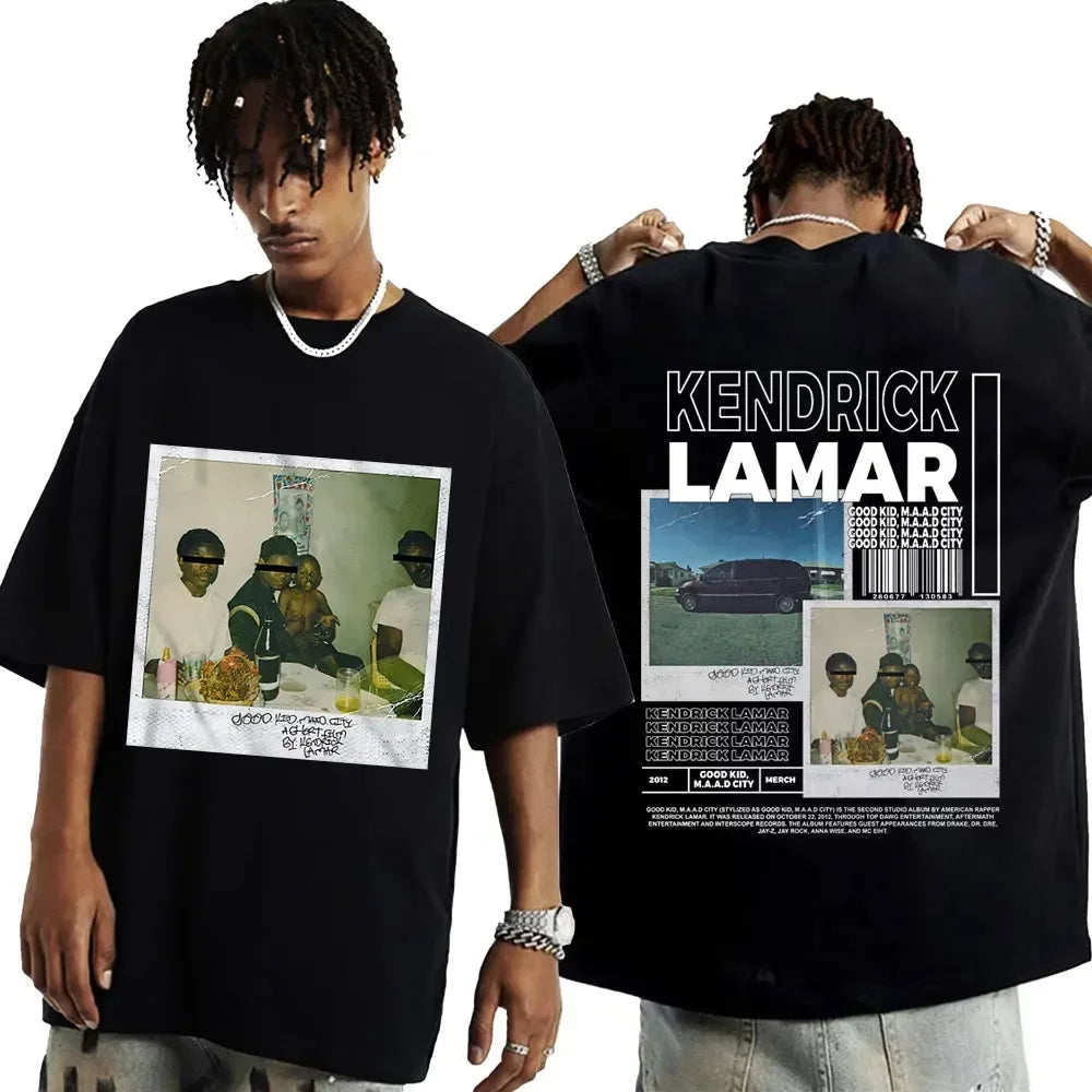 Kendrick Lamar Good Kid Hip Hop Graphic Short Sleeve Oversized T-shirt